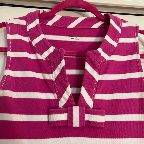 Kate Spade Pink & White Stripe Shift Dress W/ Bow Detail SZ S - Picture 3 of 5